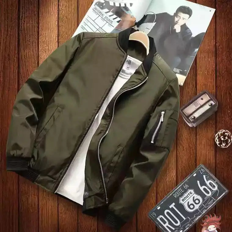 Chaquetar de primavera y otoño para hombre, chaqueta ligera informal para hombre, cortavientos deportivo, abrigo con cremallera y bolsillos