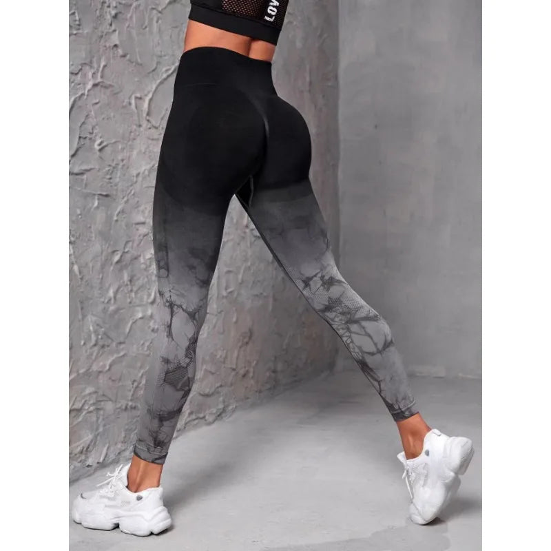Mallas de Yoga sin costuras para mujer, pantalones deportivos de realce, cintura alta degradada, para gimnasio, entrenamiento, correr