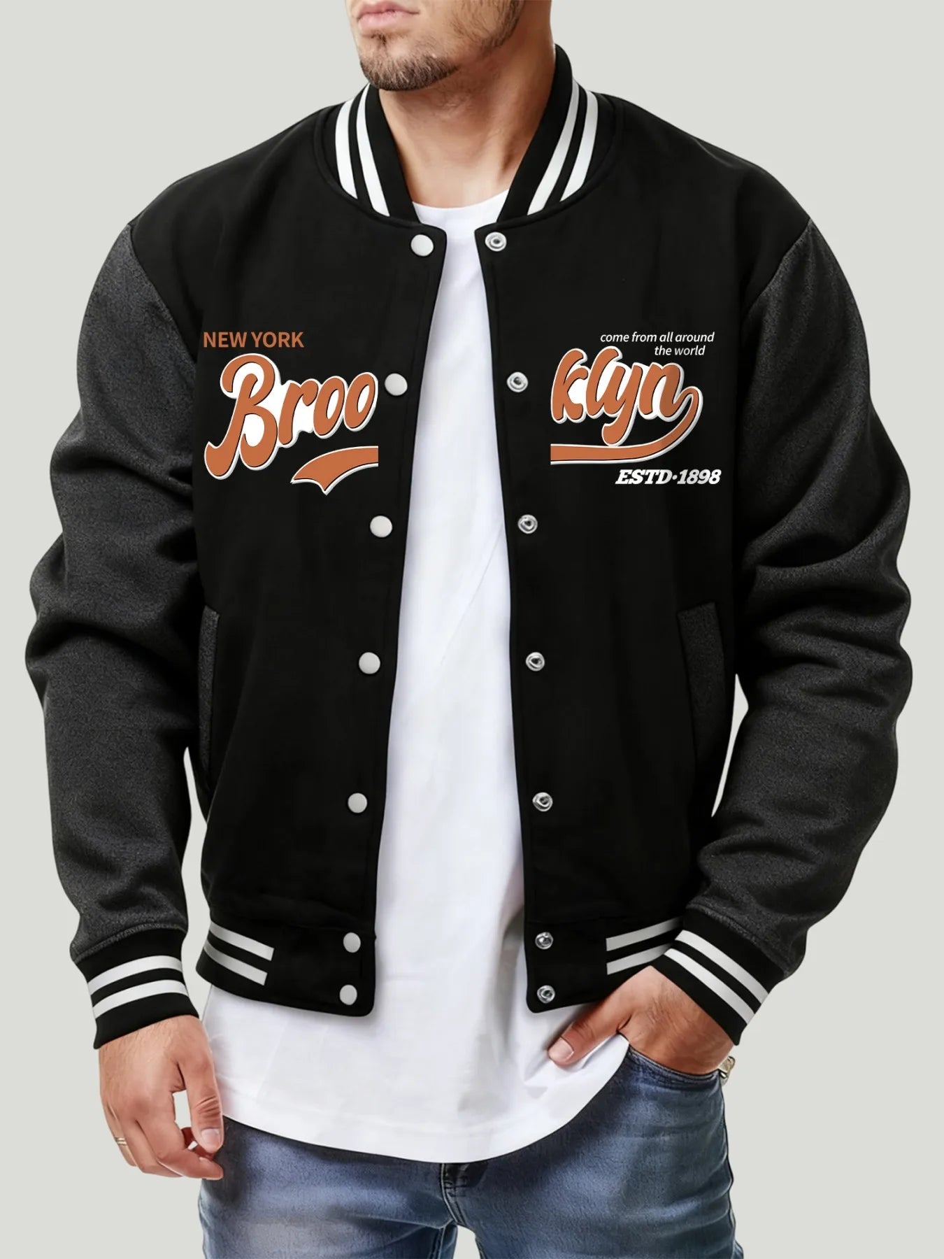 Jersey de béisbol para hombres ropa de bolsillo suelta ropa de calle bonita jersey de otoño