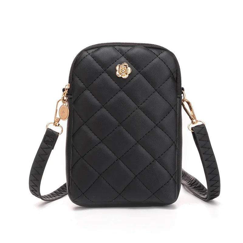 Bolso de hombro con bordado para mujer, sencillo y portátil, para teléfono, monedero de moda para niñas, bolso de mensajero de color liso de diseñador para mujer
