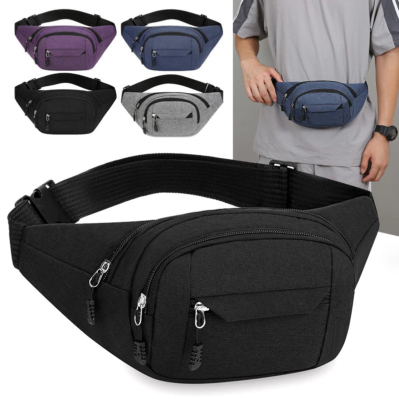 Riñonera impermeable de lona para hombre, estilo coreano, para deportes al aire libre, bandolera tipo banana