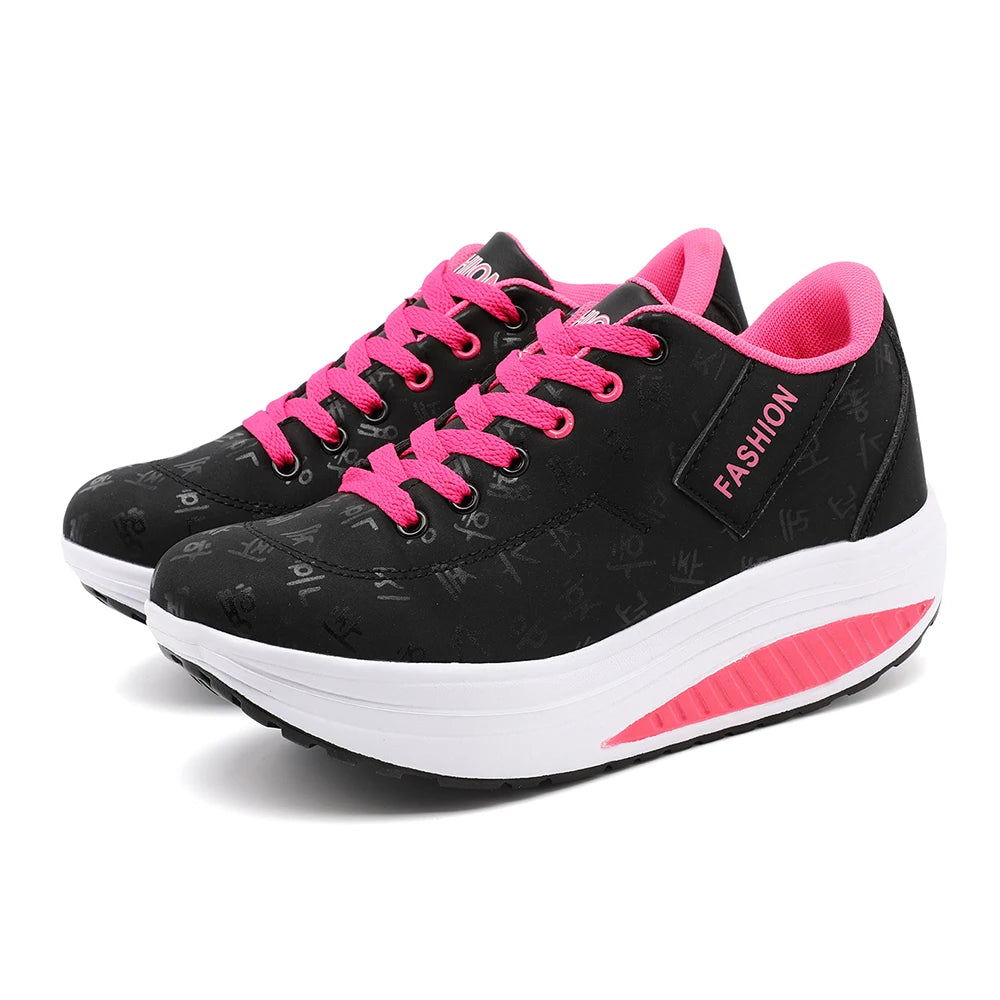 Zapatos deportivos informales para mujer, zapatillas transpirables y cómodas con Tacón de Cuña y suela gruesa