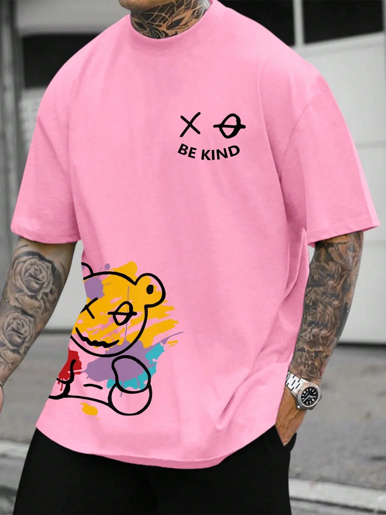 Camiseta de verano 100% algodón puro para hombre, con estampado de letras ,de cuello redondo y manga corta