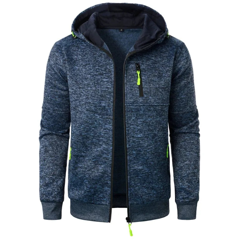 Nueva ropa de calle, sudaderas de manga larga para hombre, cremallera con capucha, chaqueta cálida de invierno de gran tamaño, abrigo, chándal para exteriores para hombre