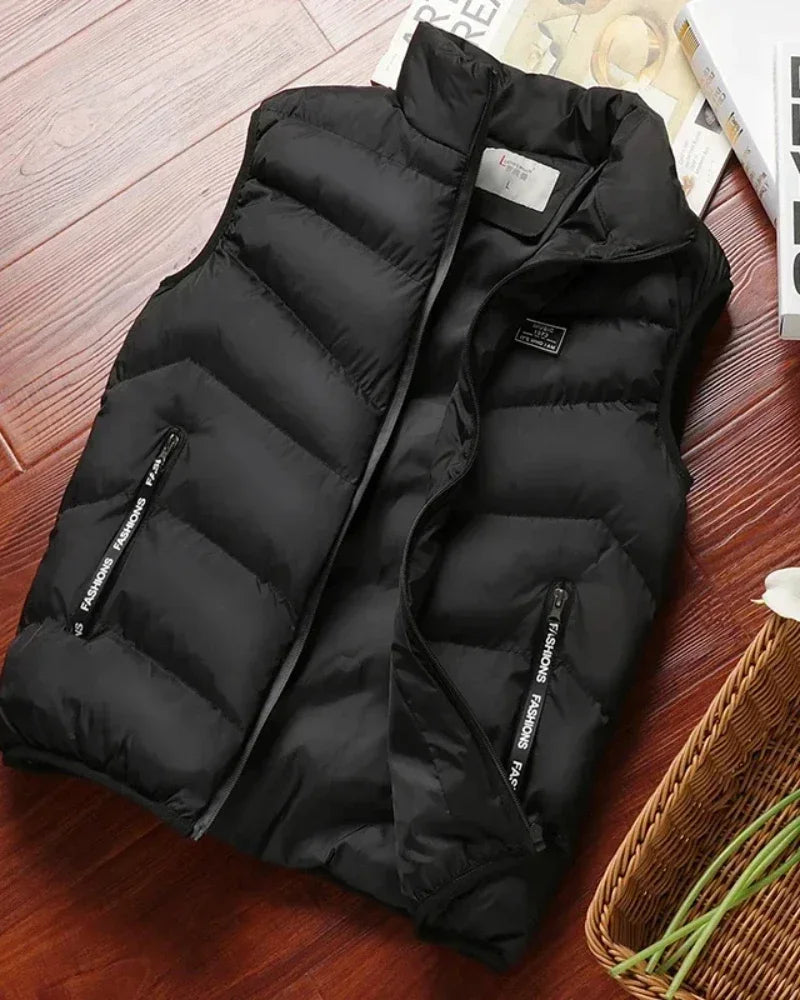 chaqueta sin mangas acolchados para hombre, chaqueta de plumón de Color sólido, chaleco cálido de invierno, prendas de vestir, cortavientos