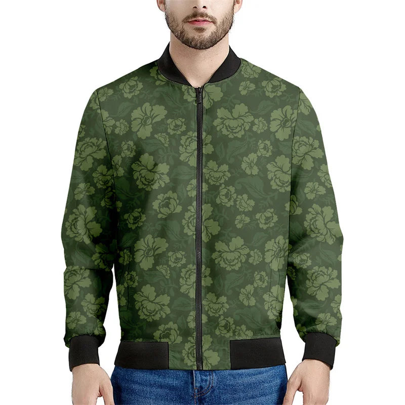 Chaqueta con patrón de camuflaje de mosaico para hombre, sudaderas casuales de manga larga con estampado , Chaquetas deportivas con cremallera, abrigo, Tops de calle