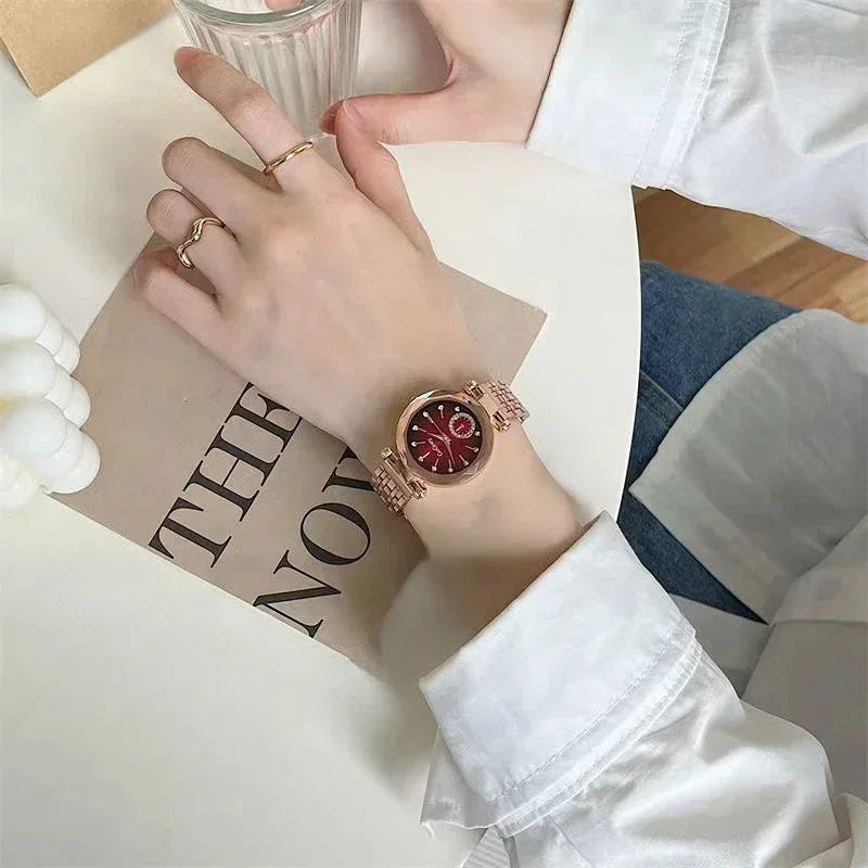 Relojes de marca nueva para mujer, reloj de cuarzo de acero a la moda para mujer, reloj de pulsera de regalo de marcas famosas de lujo