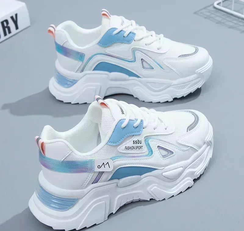 Zapatillas deportivas para mujer, zapatos planos con plataforma