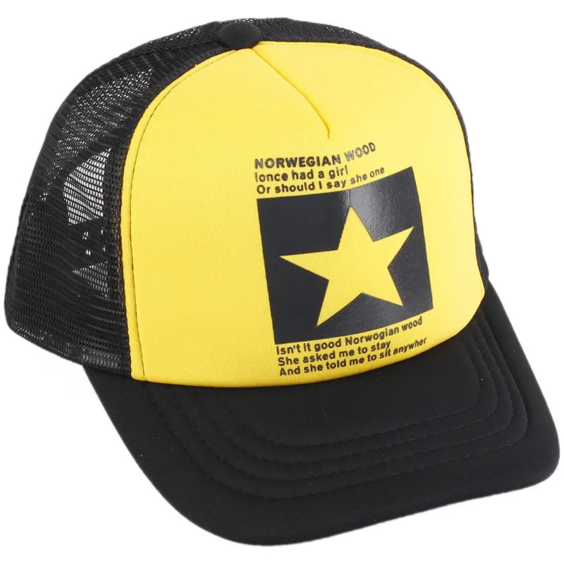 Gorras de moda para hombres y mujeres, gorras de verano transpirables con cierre trasero y estrellas