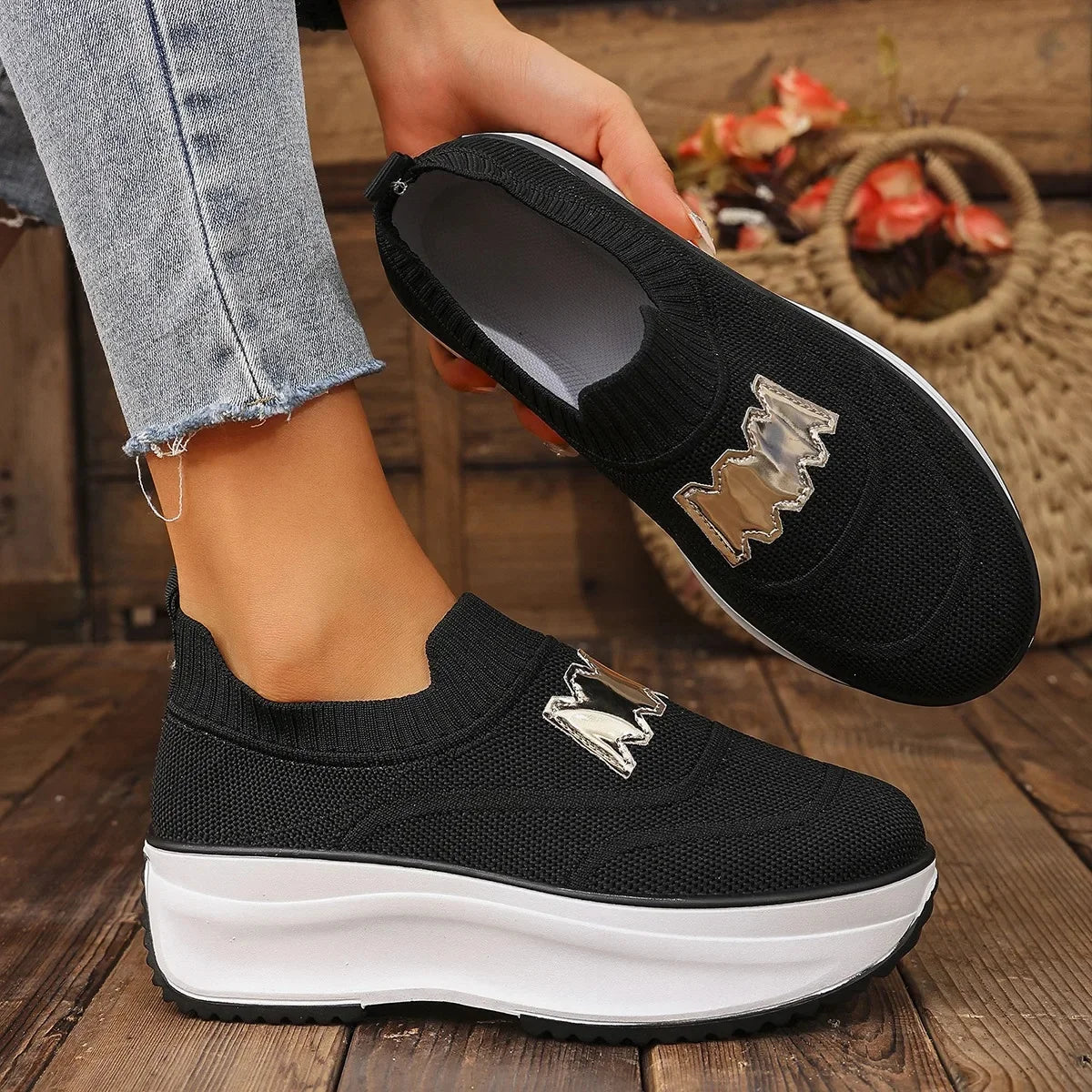 Primavera otoño zapatos planos de fondo grueso Color puro corte bajo talla grande deportes de moda zapatos individuales casuales de mujer