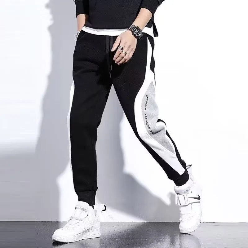 Pantalones negros para hombre, pantalones cómodos de moda, pantalones de chándal informales para hombre