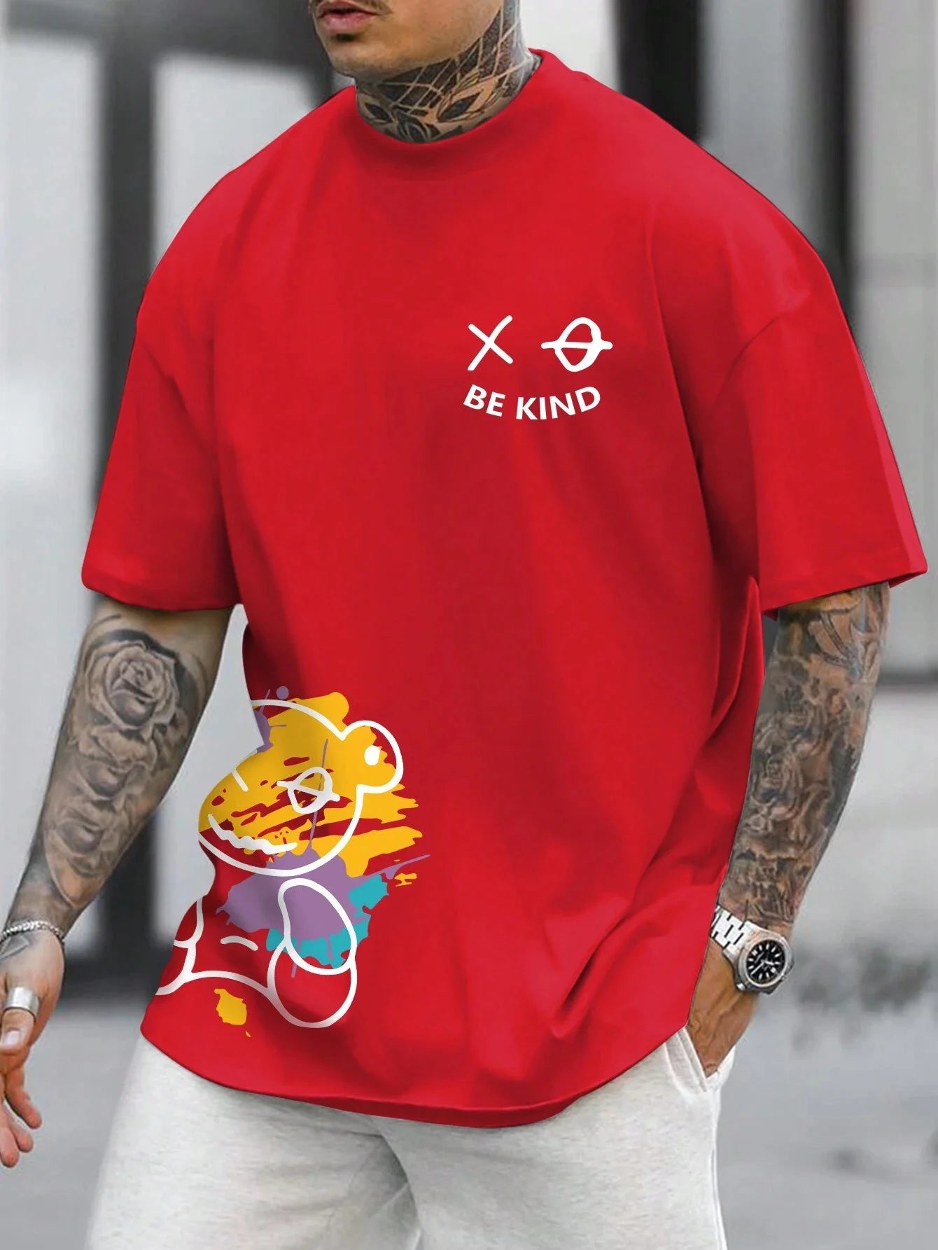 Camiseta de verano 100% algodón puro para hombre, con estampado de letras ,de cuello redondo y manga corta