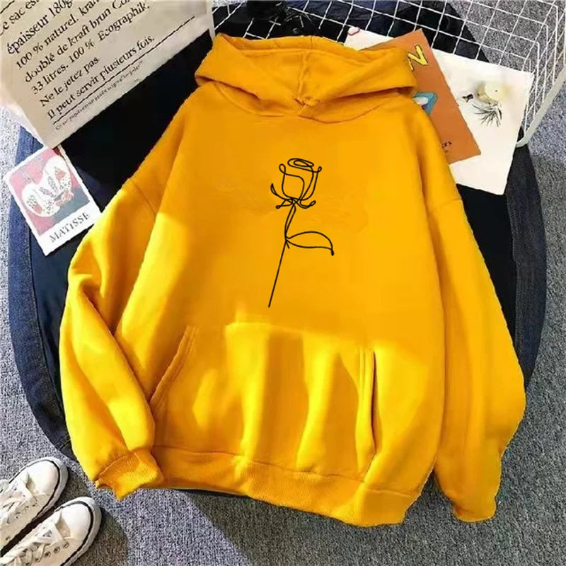 Sudaderas con capucha ropa deportiva mujer Sudadera con capucha pulóver sudadera elegante estampado de flores con mangas largas gruesas Tops sueltos