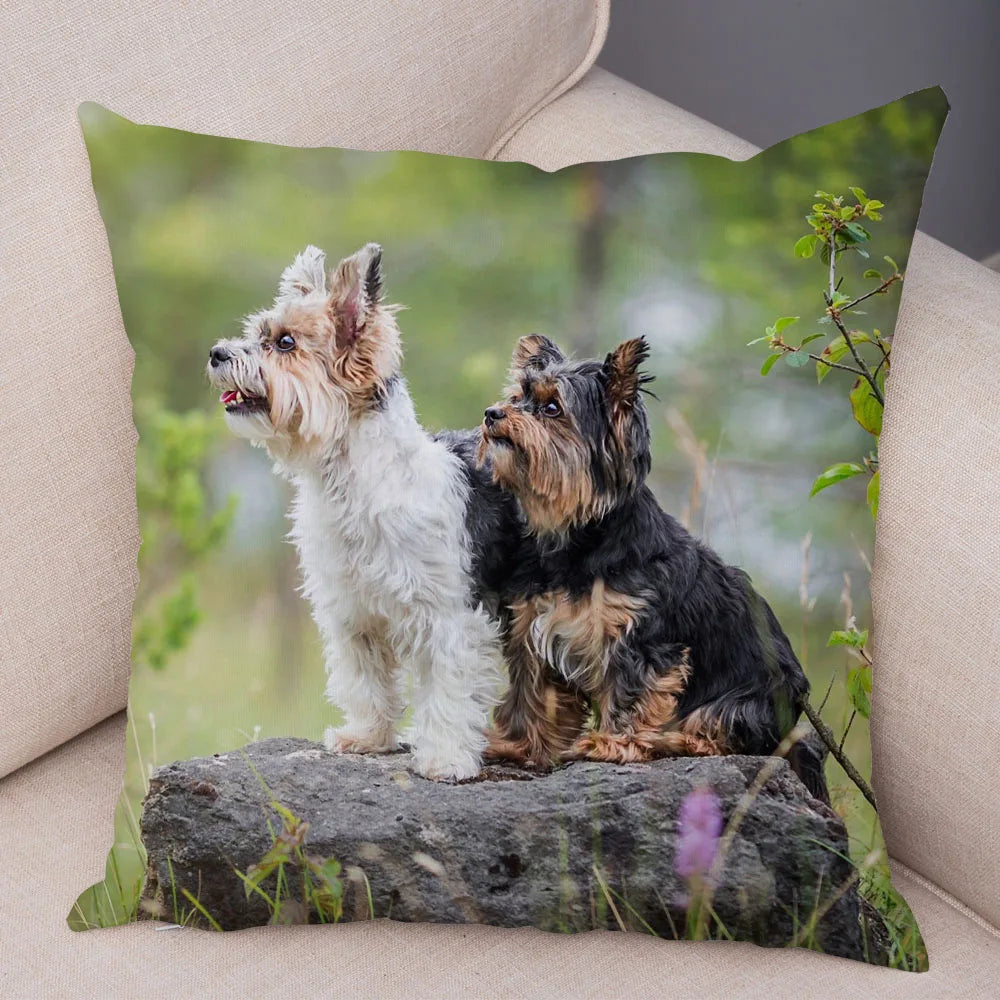 Funda de cojín decorativa con estampado de perro para sofá, hogar, mascota, adorable