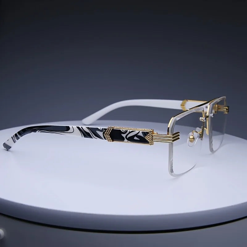 Gafas de sol sin montura de moda para hombre y mujer, populares, clásicas, cuadradas, pequeñas, para verano y viajes.