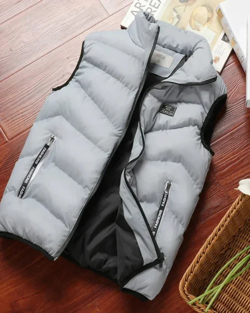chaqueta sin mangas acolchados para hombre, chaqueta de plumón de Color sólido, chaleco cálido de invierno, prendas de vestir, cortavientos