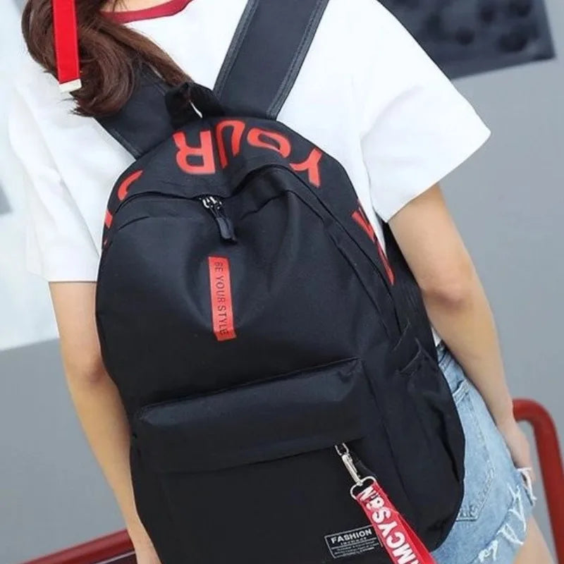 Mochila de tendencia de moda para hombres y mujeres, mochila para estudiantes de secundaria, mochila de gran capacidad
