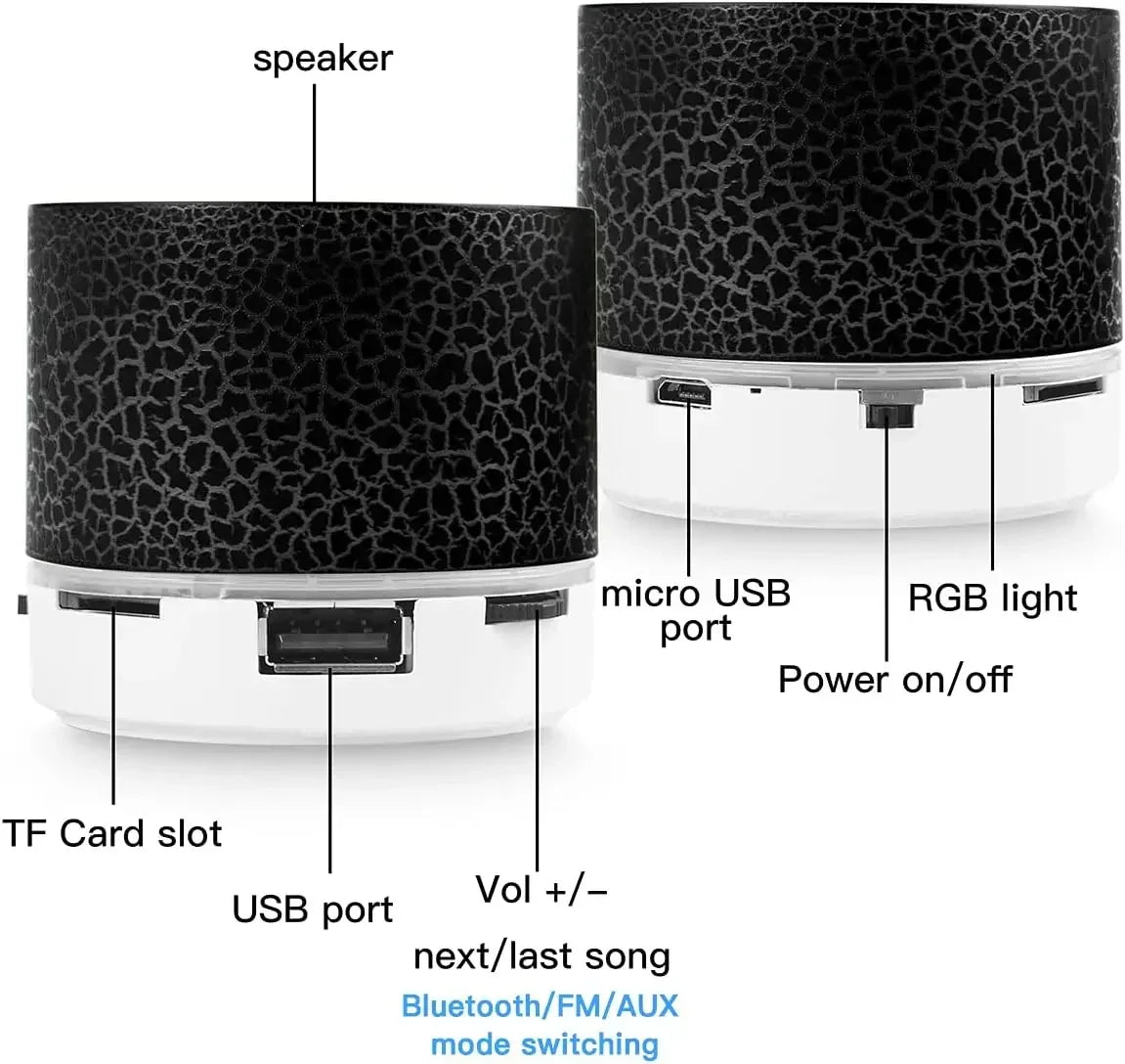 Altavoz inalámbrico mini con Bluetooth, altavoz portátil con subwoofer enchufable, sonido y luz LED, regalo, novedad de 2024