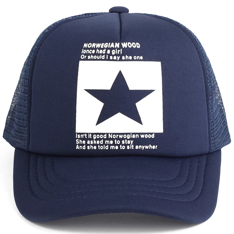 Gorras de moda para hombres y mujeres, gorras de verano transpirables con cierre trasero y estrellas