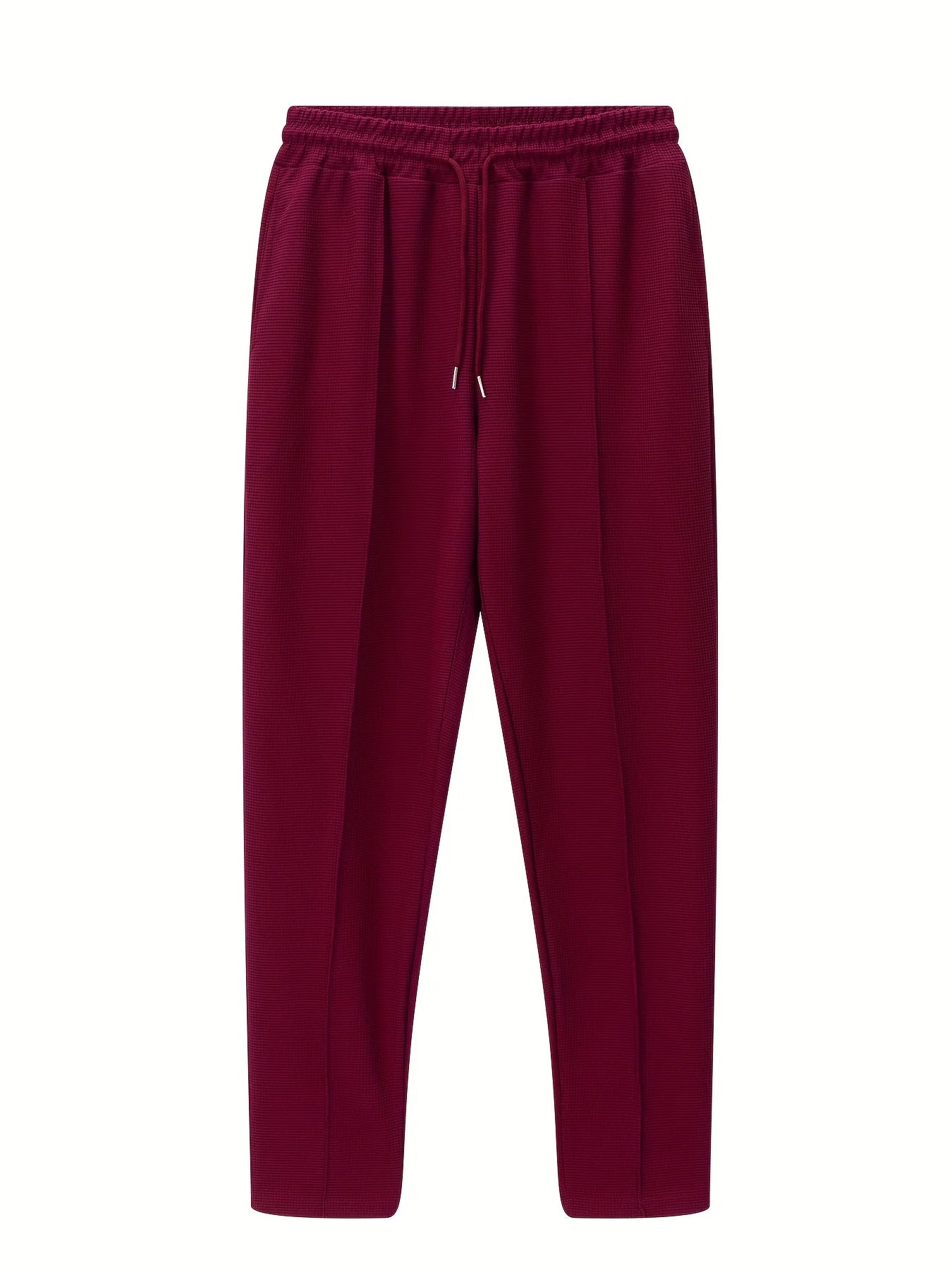 Pantalones largos de tela tipo gofre de tiro medio para hombre, pantalones elegantes y ligeros, adecuados para todas las estaciones