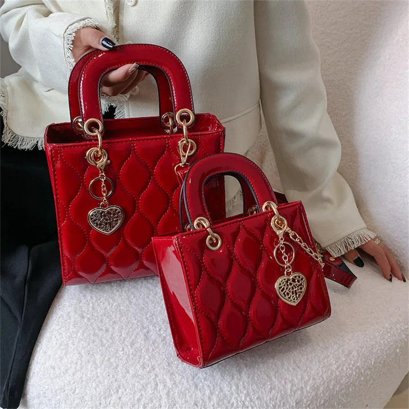 Bolso de mano para mujer, de alta calidad, a la moda, clásico, acolchado, con asa cuadrada, bandolera de hombro.
