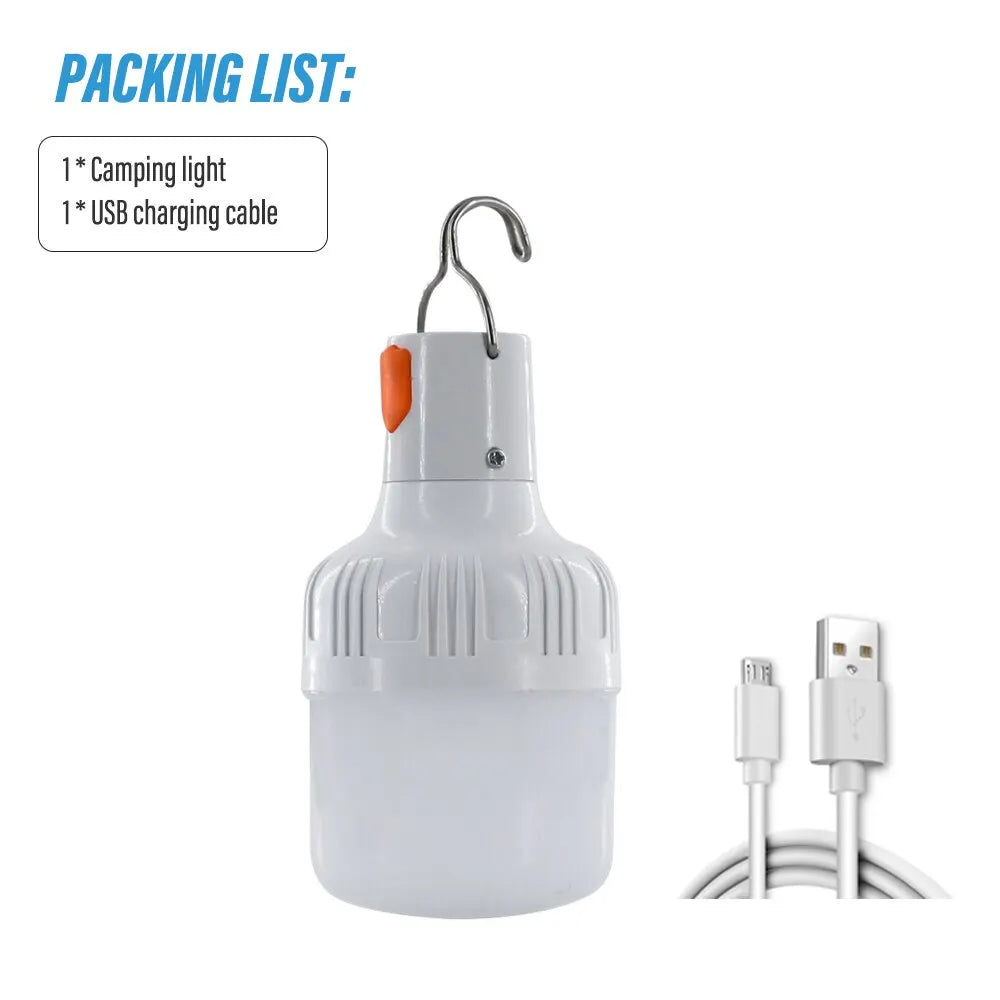 Bombillas LED recargables por USB para exteriores, luz de emergencia de alto brillo, para acampar, pescar, linterna portátil, luces nocturnas