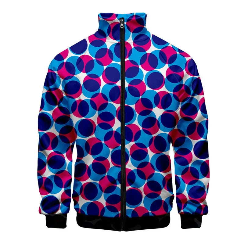 Chaqueta unisex con estampado de puntos coloridos para hombre y mujer, abrigo de manga larga con patrón de moda Pop, Tops de calle de gran tamaño, chaquetas con cremallera, primavera y otoño