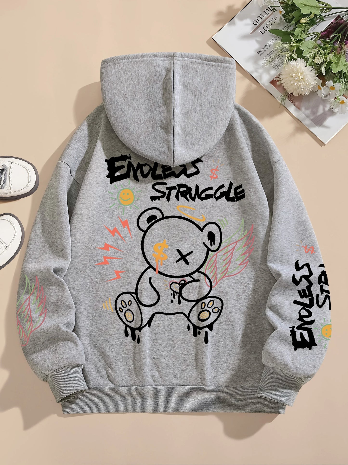 Sudaderas de calle para mujer, sudaderas con estampado, Jersey con cuello redondo, Tops cálidos de lana para mujer