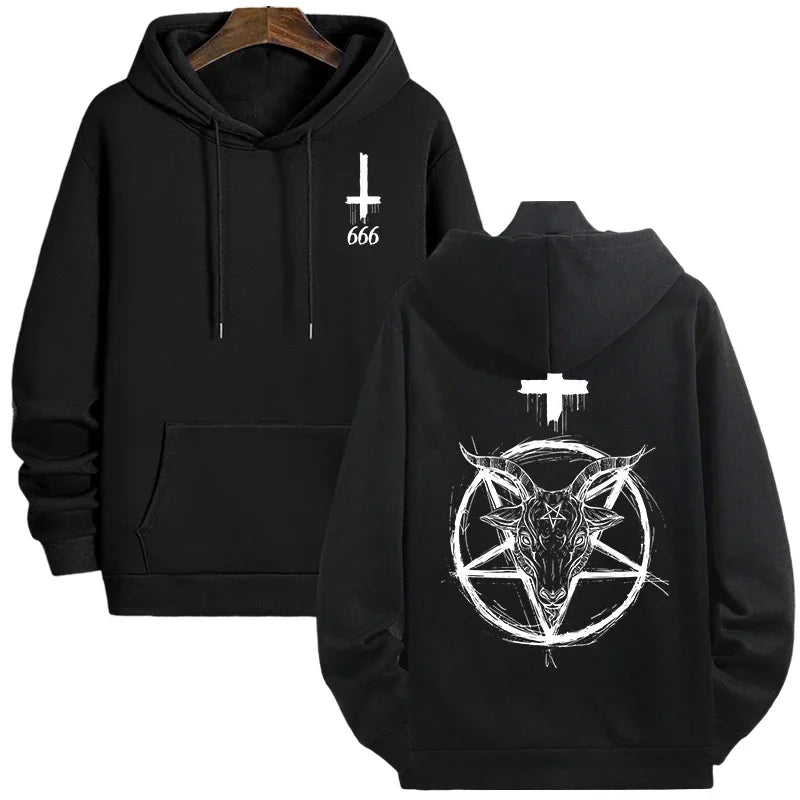 Sudaderas con capucha con estampado demoníaco para hombre, ropa de calle, sudadera gótica de Satán, Jersey informal para otoño e invierno, chándal superior