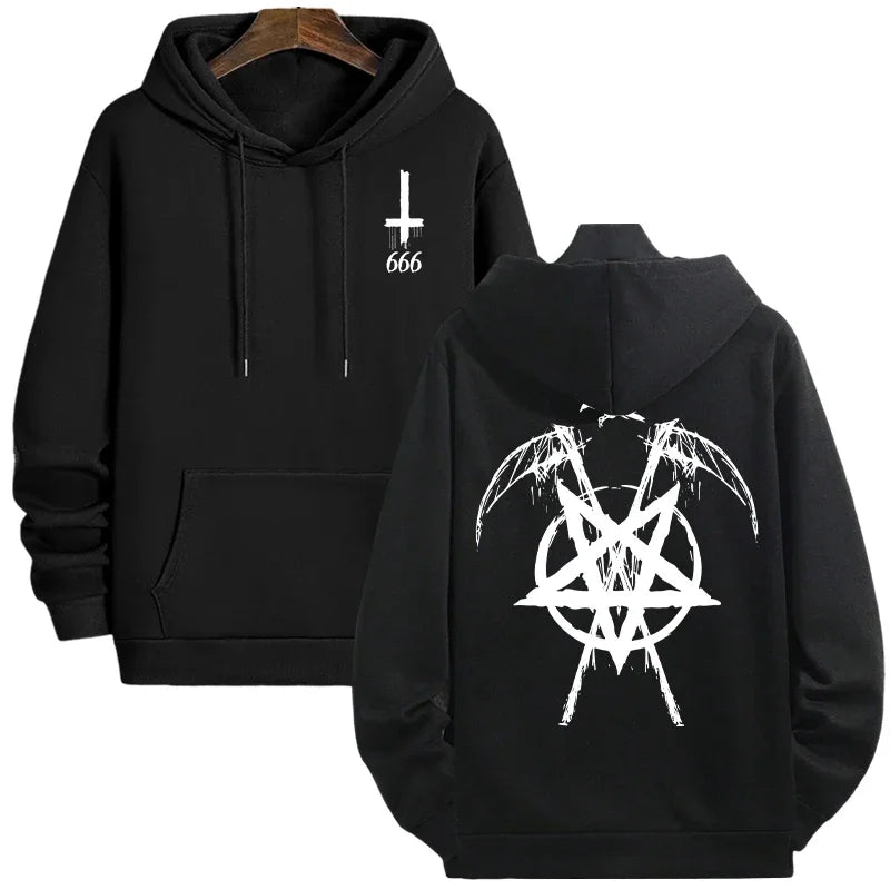 sudaderas con capucha de moda para hombre con estampado de pentagrama de Satán Otoño Invierno ropa deportiva Casual moda urbana sudaderas con capucha para hombre Top prendas de vestir