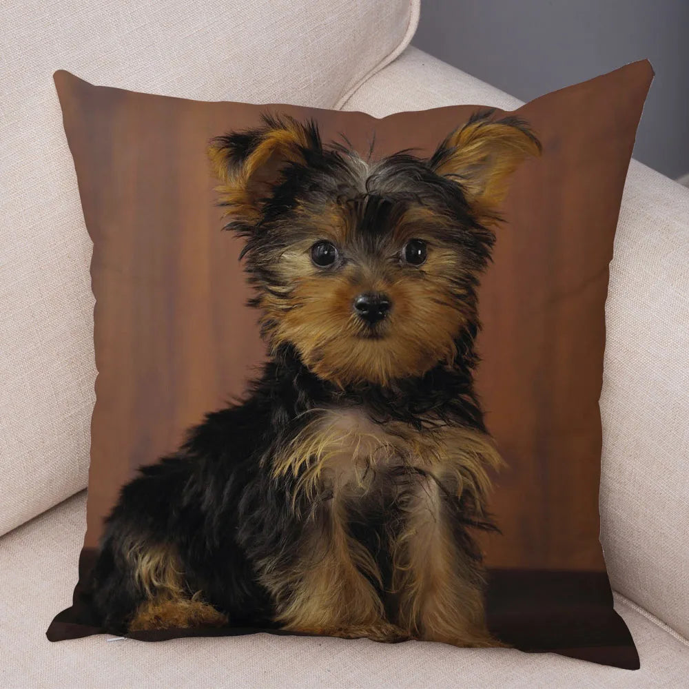 Funda de cojín decorativa con estampado de perro para sofá, hogar, mascota, adorable