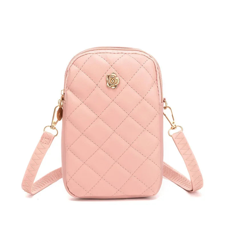Bolso de hombro con bordado para mujer, sencillo y portátil, para teléfono, monedero de moda para niñas, bolso de mensajero de color liso de diseñador para mujer