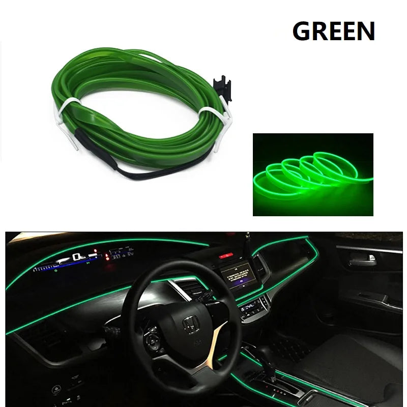 Tiras de luces decorativas para interior de coche, lámpara de ambiente, luz fría, consola de salpicadero decorativa, luces LED ambientales para coche, 1/2/3/4/5 m