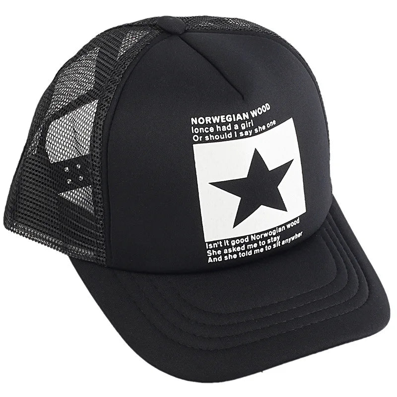 Gorras de moda para hombres y mujeres, gorras de verano transpirables con cierre trasero y estrellas