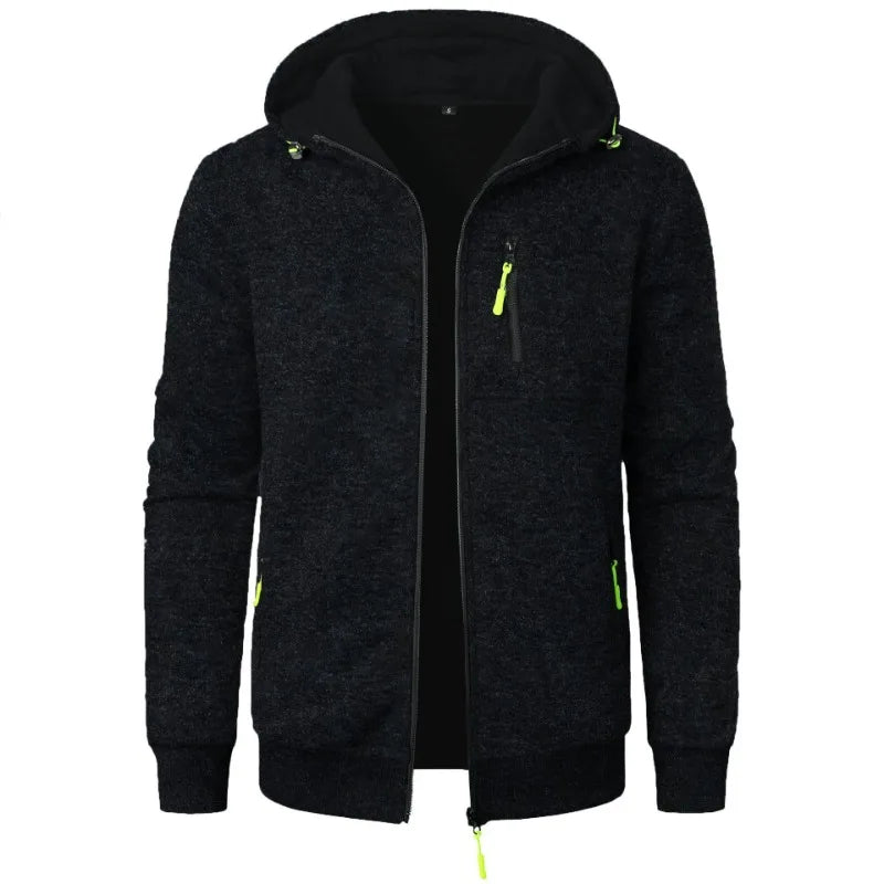 Nueva ropa de calle, sudaderas de manga larga para hombre, cremallera con capucha, chaqueta cálida de invierno de gran tamaño, abrigo, chándal para exteriores para hombre