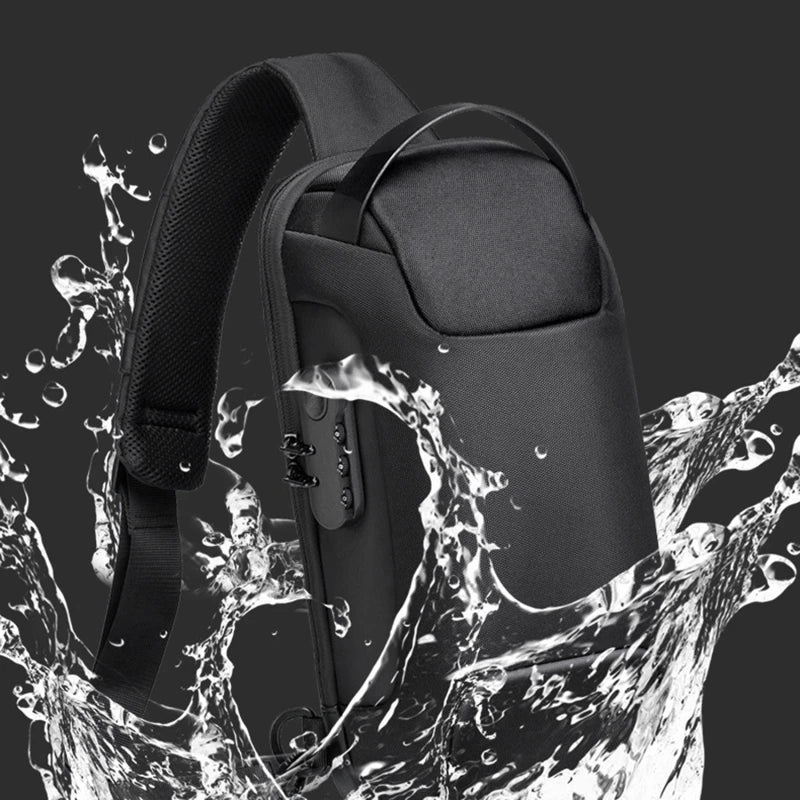 Bolso cruzado con Usb para hombre, bandolera antirrobo, impermeable, Oxford, multifunción, corto, de viaje