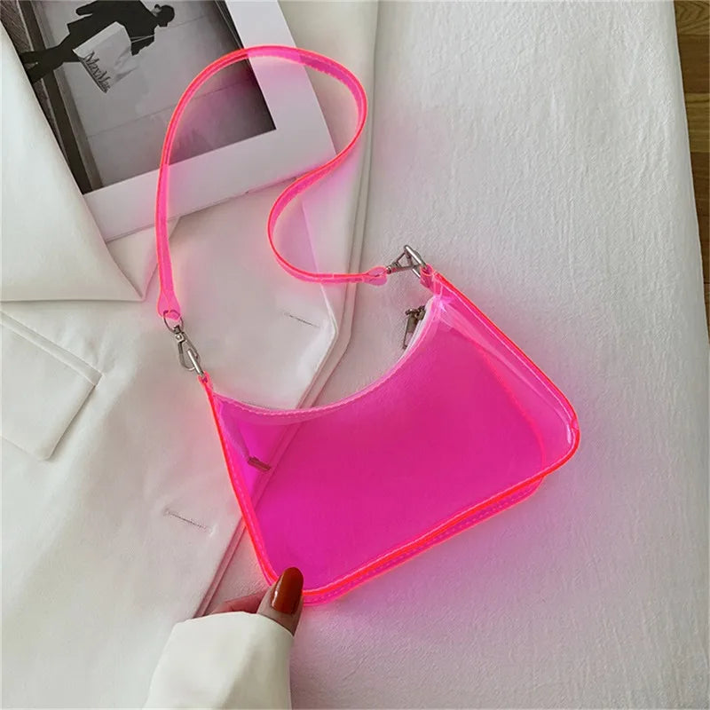 Bolso de hombro transparente para mujer, monedero pequeño con cremallera ,bolso de mano moderno