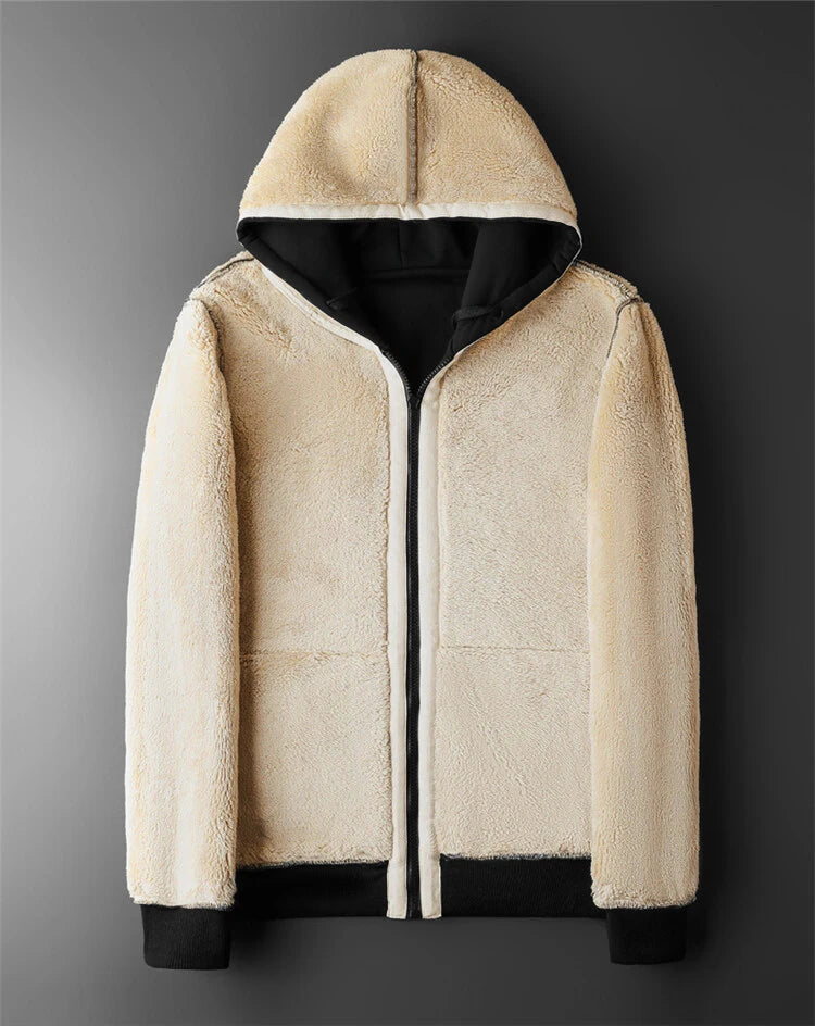Abrigos de lana de cordero para hombre y mujer, chaquetas gruesas y cálidas de manga larga con cremallera, sudaderas con capucha deportivas informales