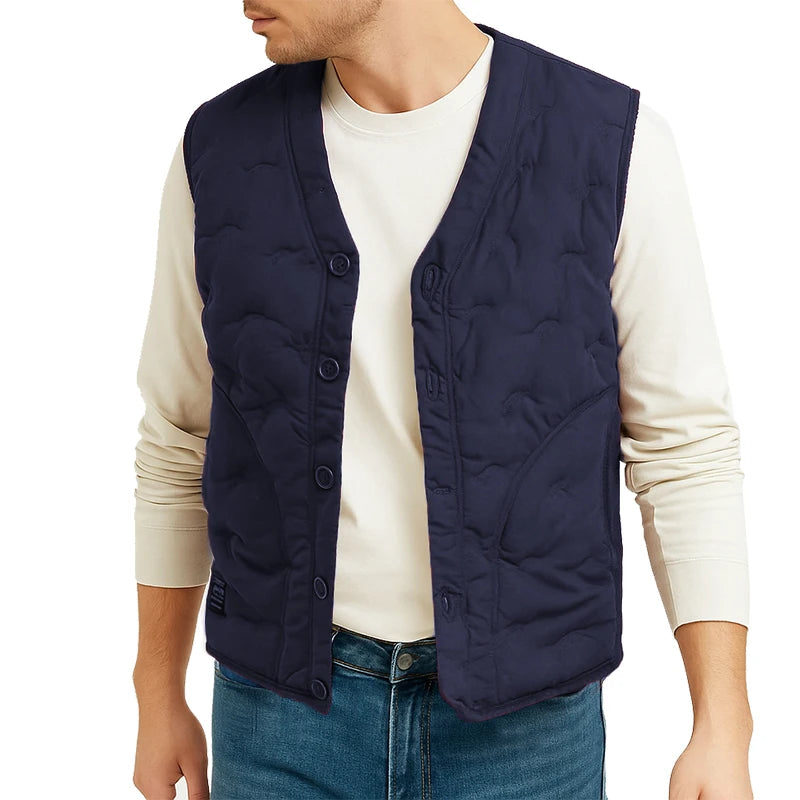 Chaqueta de otoño para hombre, chaleco impermeable con botones, abrigos sin mangas