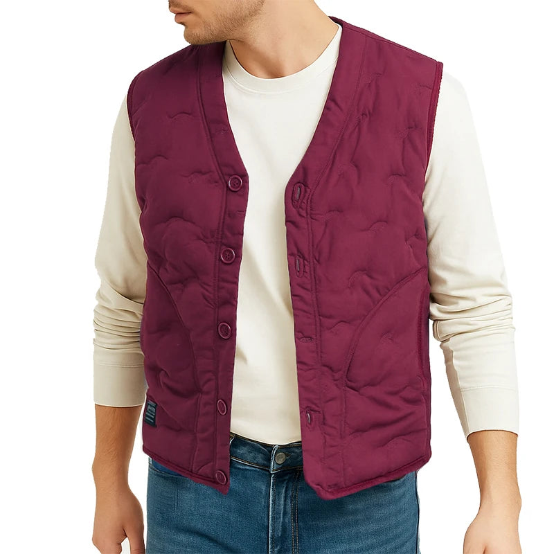 Chaqueta de otoño para hombre, chaleco impermeable con botones, abrigos sin mangas