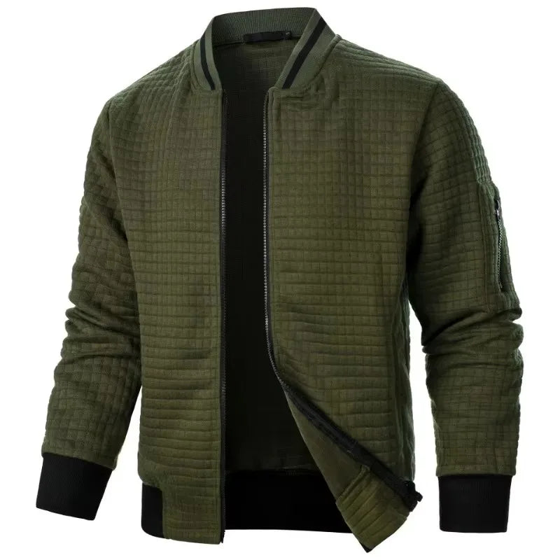 Nueva chaqueta de manga larga con cremallera para hombre, abrigos, sudaderas de pie, ropa de calle para exteriores, chaqueta de Color sólido para otoño para hombre