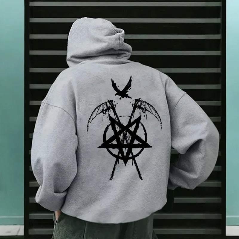 sudaderas con capucha de moda para hombre con estampado de pentagrama de Satán Otoño Invierno ropa deportiva Casual moda urbana sudaderas con capucha para hombre Top prendas de vestir
