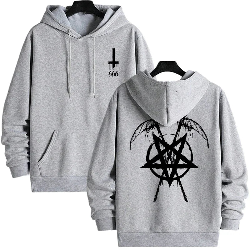 sudaderas con capucha de moda para hombre con estampado de pentagrama de Satán Otoño Invierno ropa deportiva Casual moda urbana sudaderas con capucha para hombre Top prendas de vestir