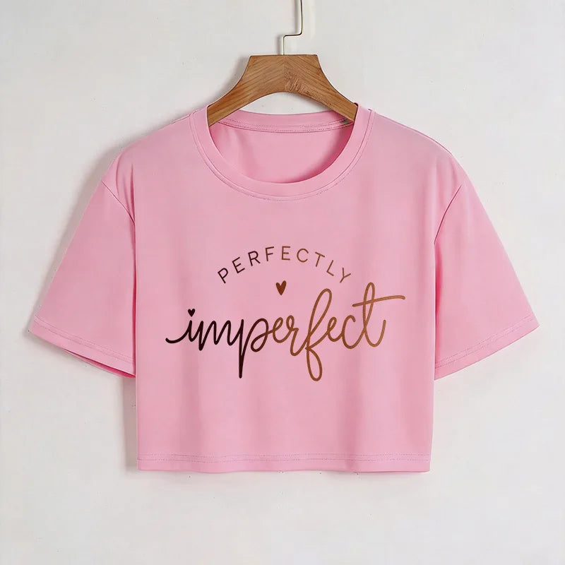 Camisetas Cortas Sexys con Estampado de Letras Gráficas para mujer