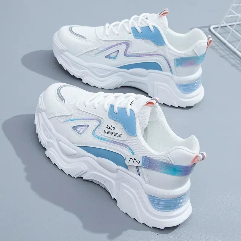 Zapatillas deportivas para mujer, zapatos planos con plataforma