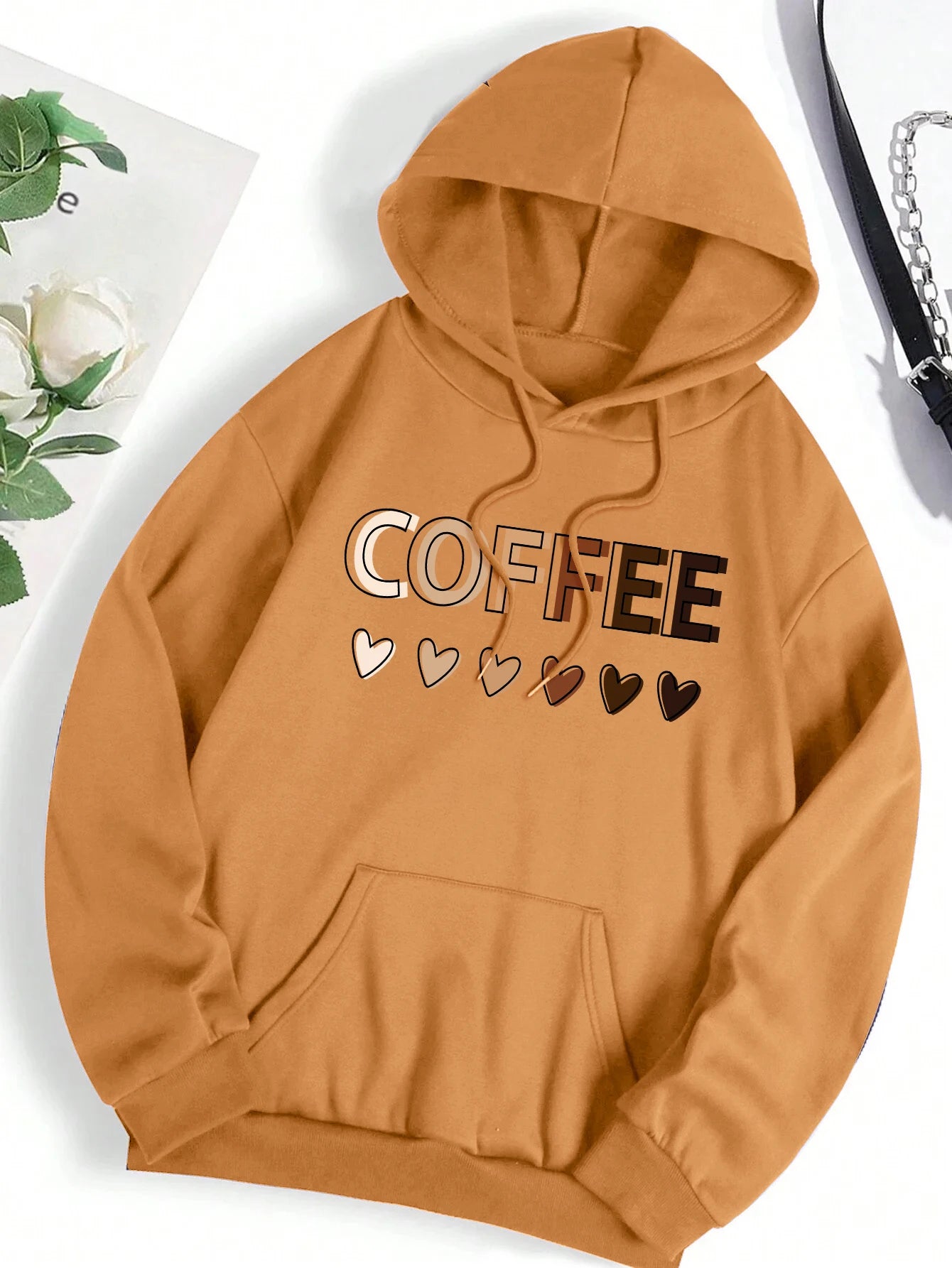 Sudadera con capucha con estampado gráfico de letras divertidas para mujer, sudadera de lana a la moda, informal,con capucha, ropa de gran tamaño para otoño