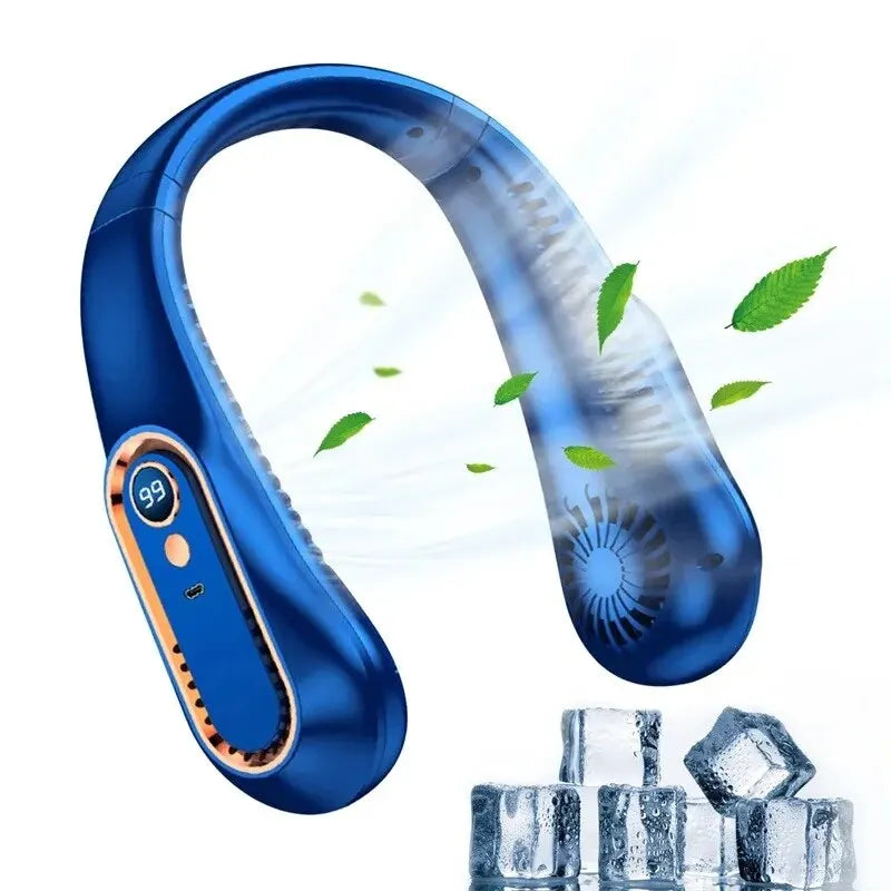 Ventilado portátil recargable por USB, pequeño, para estudiantes, oficina, deportes, pantalla digital, ventilador colgante para el cuello.