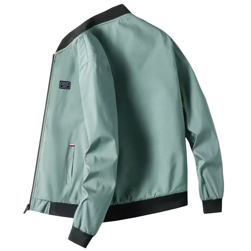 Chaqueta para hombre de manga larga, chaqueta de ciclismo a prueba de viento, chaqueta informal con cremallera sólida, otoño