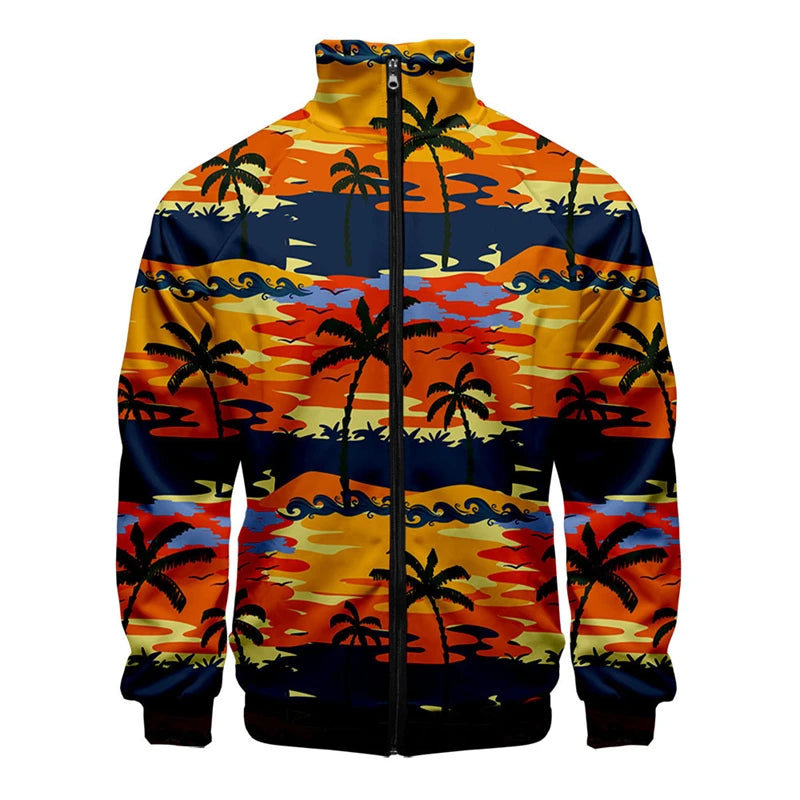 Nueva chaqueta con cremallera y estampado de alta calidad para hombre, informal, de manga larga, holgada, lavada, con gráficos