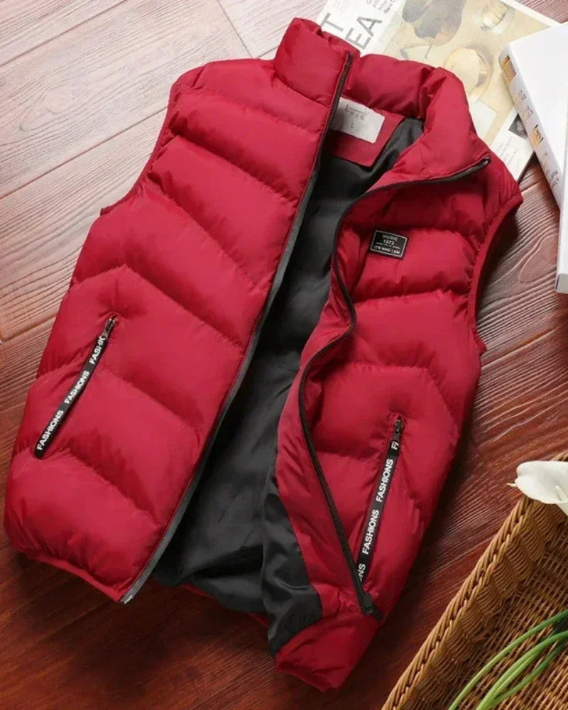chaqueta sin mangas acolchados para hombre, chaqueta de plumón de Color sólido, chaleco cálido de invierno, prendas de vestir, cortavientos